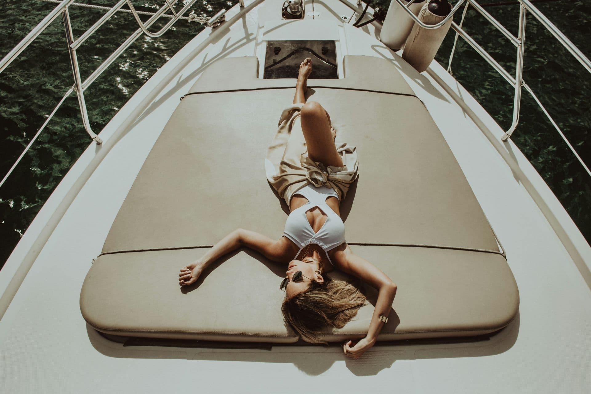 Person relaxing on boat